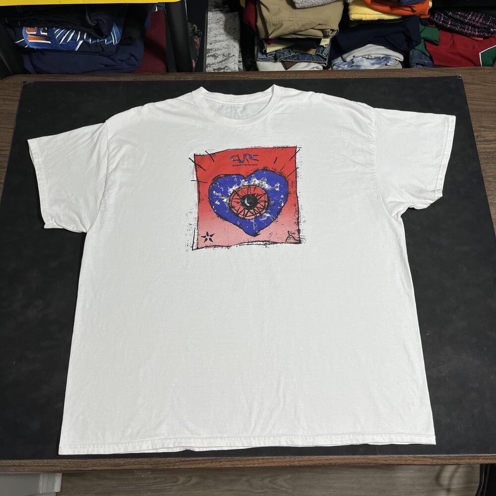 The Cure TShirt Friday I'm In Love Men 2XL White Heart Eye Vintage New Order 90s